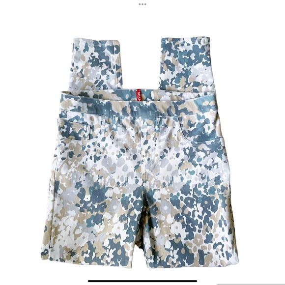 Spanx Jean-ish Ankle Leggings in Blue Abstract Floral Size L - Picture 4 of 12